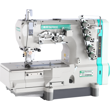 Flat bed integrated interlock sewing machine